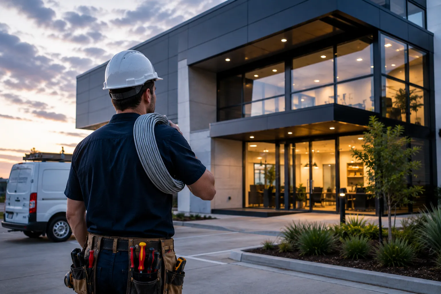 About Aurora Electrical Brisbane — local electrician team standing in front of a residential job site